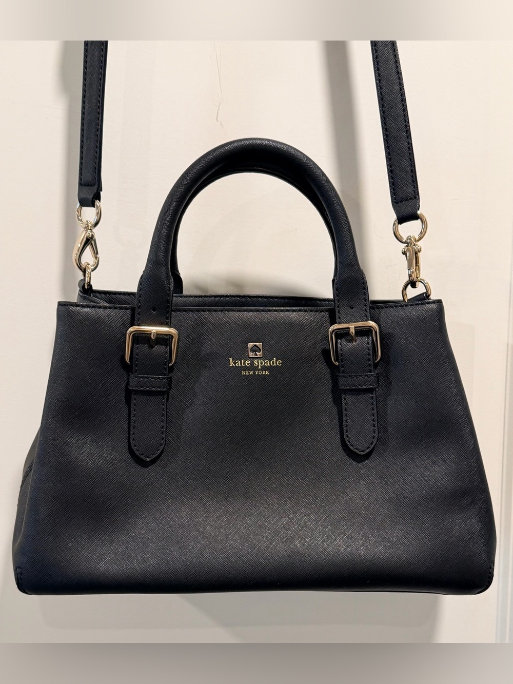 Kate Spade Cove Street Provence Black Saffiano Leather Satchel Crossbody Bag